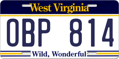 WV license plate OBP814