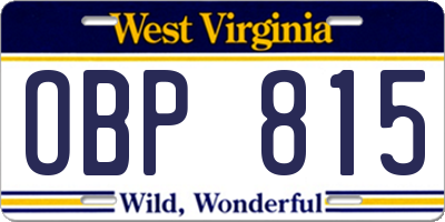 WV license plate OBP815