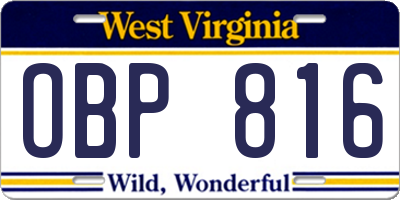WV license plate OBP816