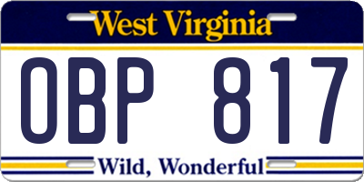 WV license plate OBP817