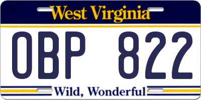 WV license plate OBP822