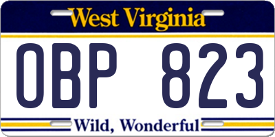 WV license plate OBP823