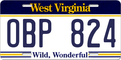 WV license plate OBP824