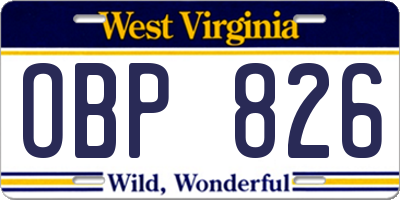 WV license plate OBP826