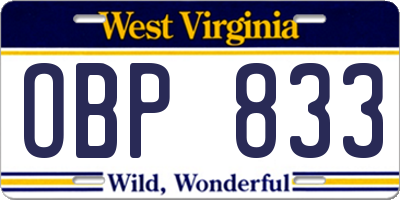 WV license plate OBP833