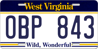 WV license plate OBP843