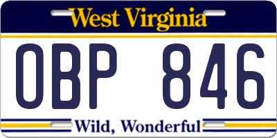 WV license plate OBP846