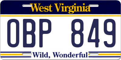 WV license plate OBP849