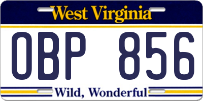 WV license plate OBP856
