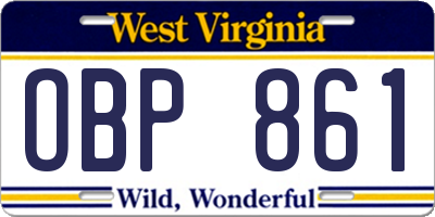 WV license plate OBP861