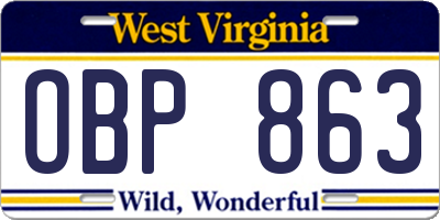 WV license plate OBP863