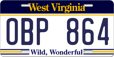 WV license plate OBP864
