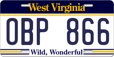 WV license plate OBP866