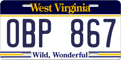 WV license plate OBP867