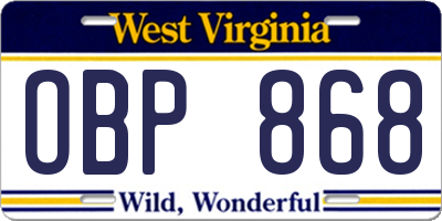 WV license plate OBP868