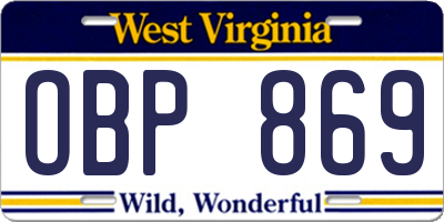 WV license plate OBP869