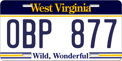 WV license plate OBP877