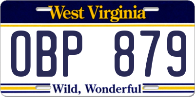 WV license plate OBP879