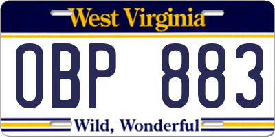 WV license plate OBP883