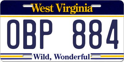WV license plate OBP884