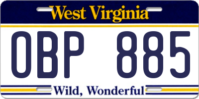 WV license plate OBP885