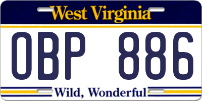 WV license plate OBP886