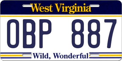 WV license plate OBP887