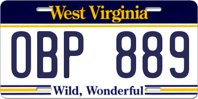 WV license plate OBP889