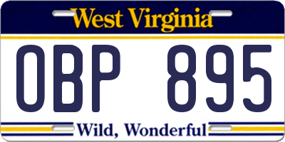 WV license plate OBP895