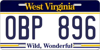 WV license plate OBP896