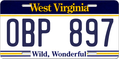 WV license plate OBP897