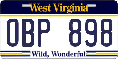 WV license plate OBP898