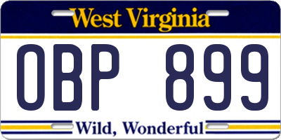 WV license plate OBP899