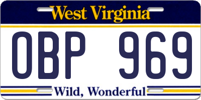 WV license plate OBP969