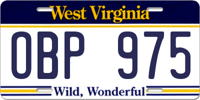 WV license plate OBP975