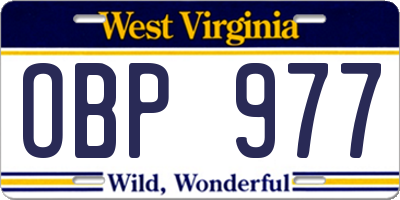 WV license plate OBP977