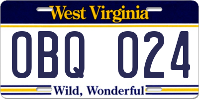 WV license plate OBQ024