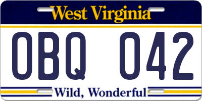 WV license plate OBQ042