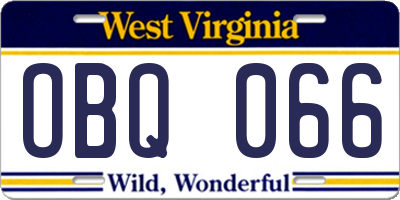 WV license plate OBQ066