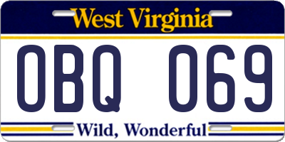 WV license plate OBQ069