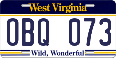 WV license plate OBQ073