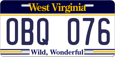 WV license plate OBQ076