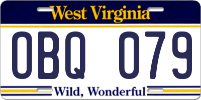 WV license plate OBQ079