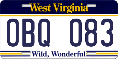 WV license plate OBQ083