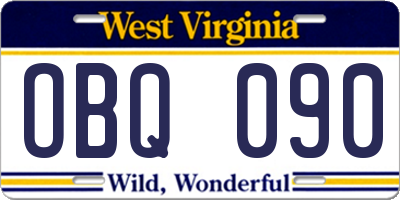WV license plate OBQ090