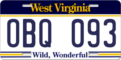 WV license plate OBQ093