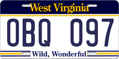 WV license plate OBQ097
