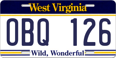 WV license plate OBQ126