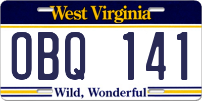 WV license plate OBQ141