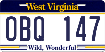 WV license plate OBQ147